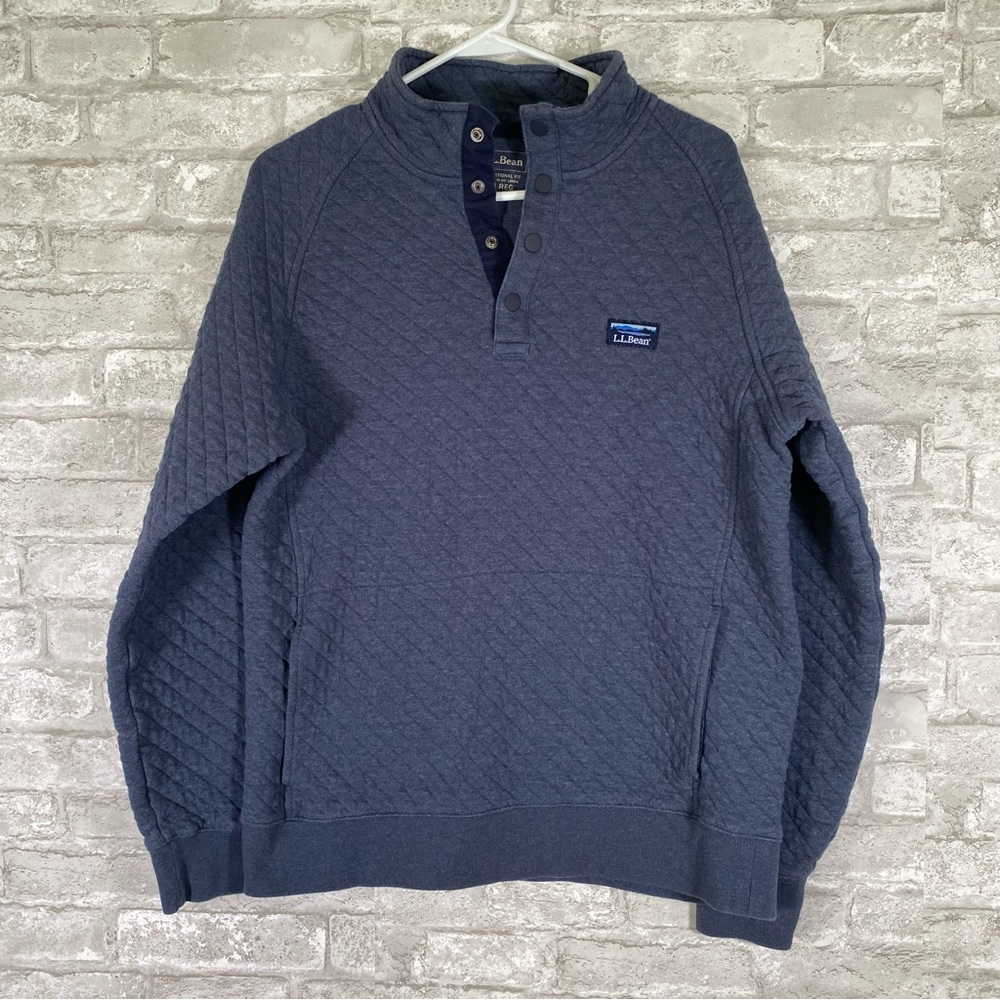 L.L‎ bean Men's Blue Quilted Sweatshirt size medium traditional fit gorpcore
